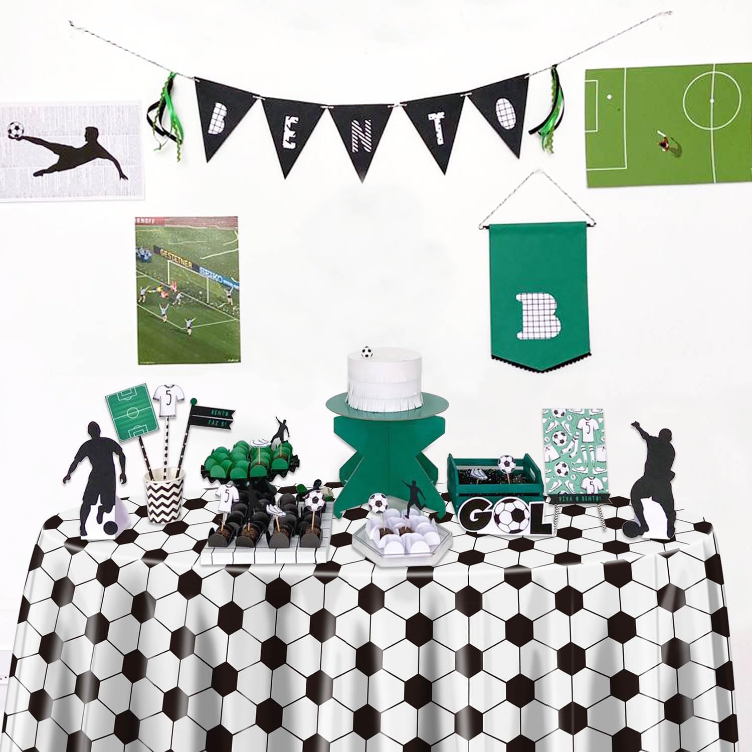 3 Pcs Soccer Tablecovers 84x84 Inch Party Decorations