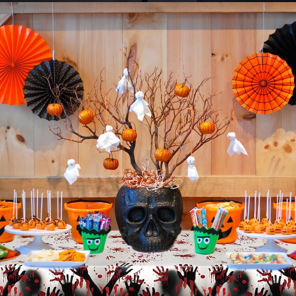 Halloween Plastic Tablecloth 2PCS 108x54In for Horror Party