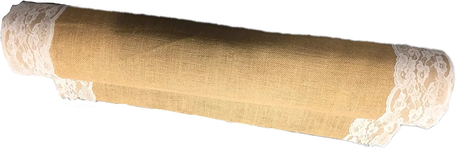 AAYU Premium Burlap Wedding Aisle Runner 48x50ft White Ivory