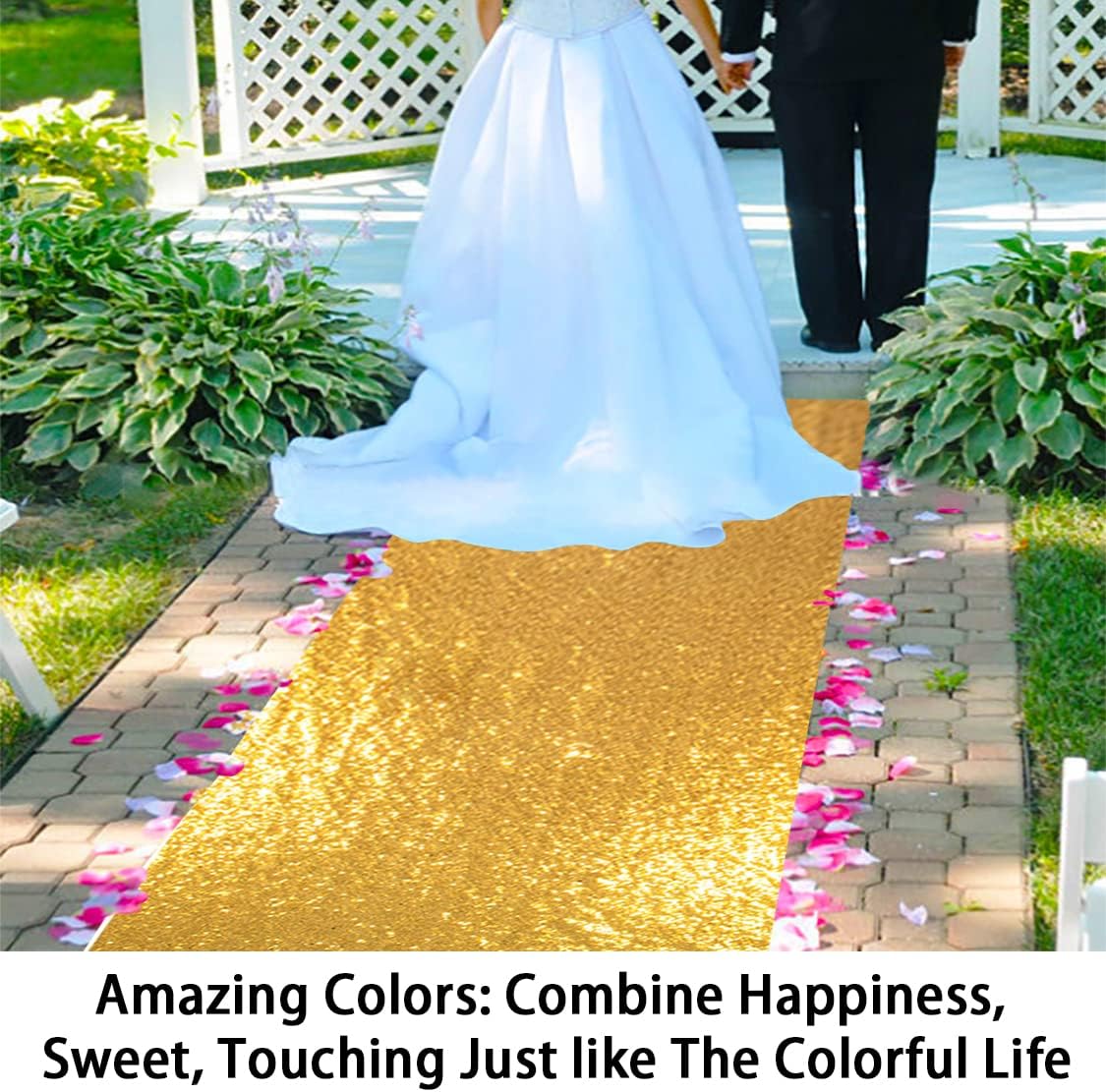ShinyBeauty 4x20ft Sequined Gold Wedding Aisle Runner