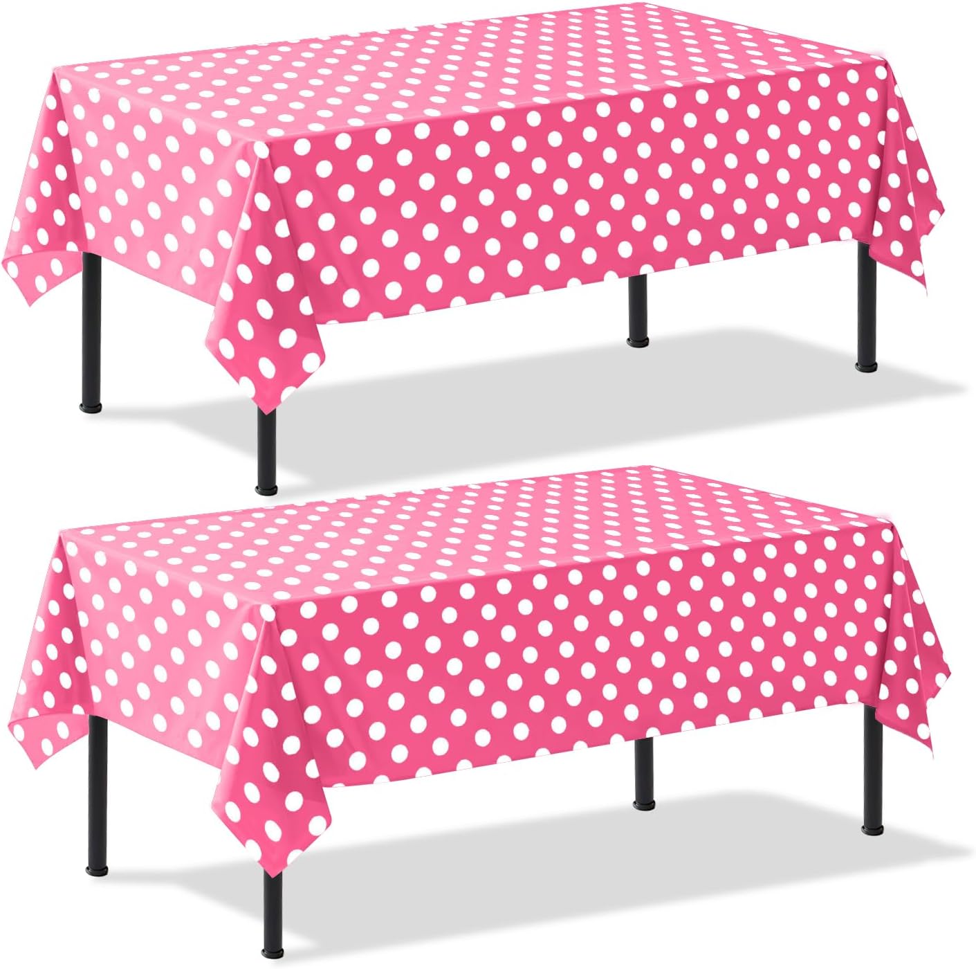 2 Pack Pink Polka Dot Tablecloth 54x108 Inches