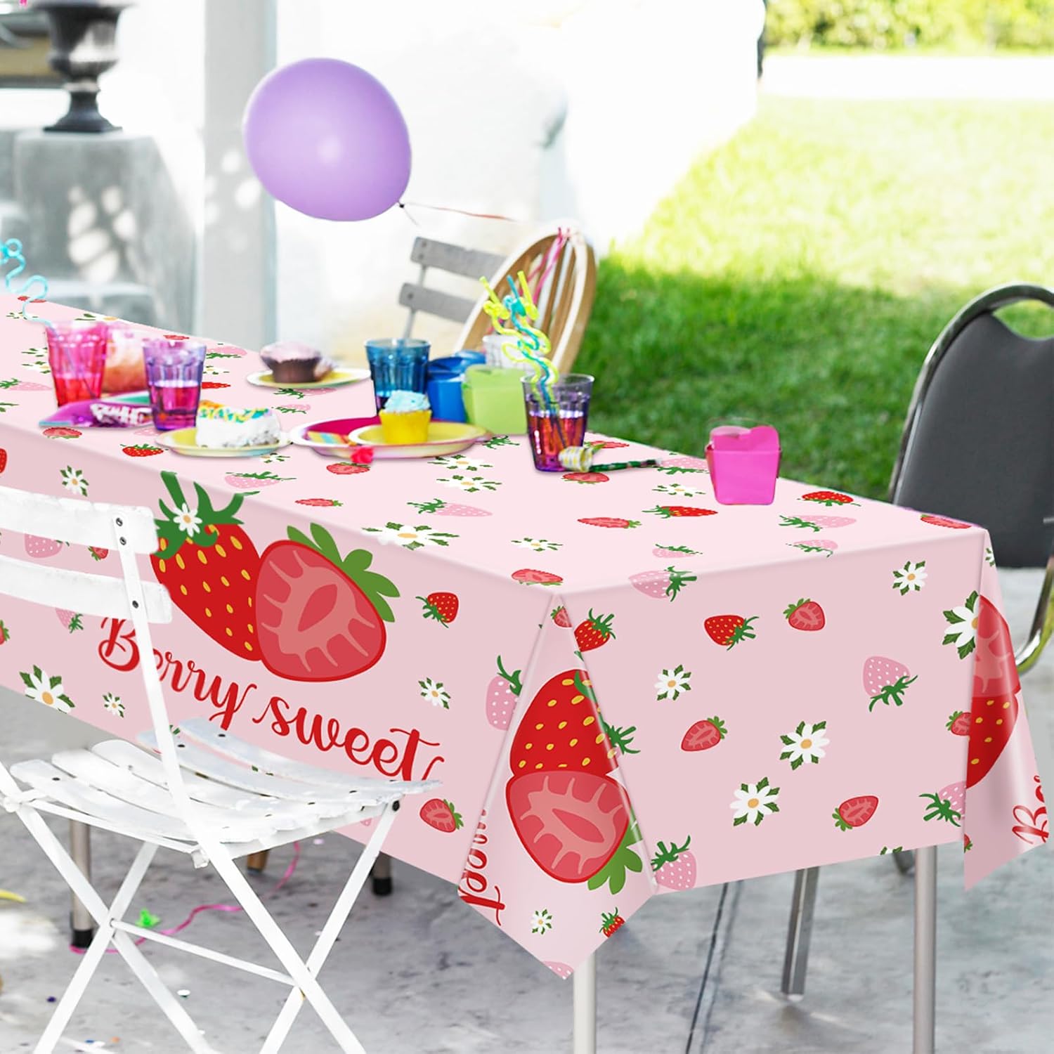 Hxezoc 3 Pack Strawberry Tablecloths for Parties