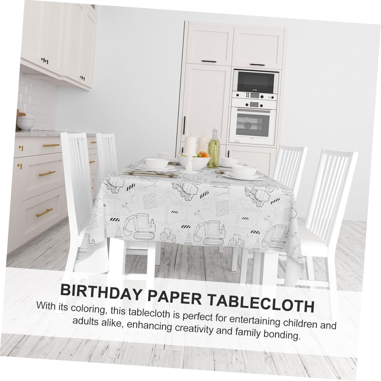 DOITOOL Birthday Coloring Tablecloth Construction Theme