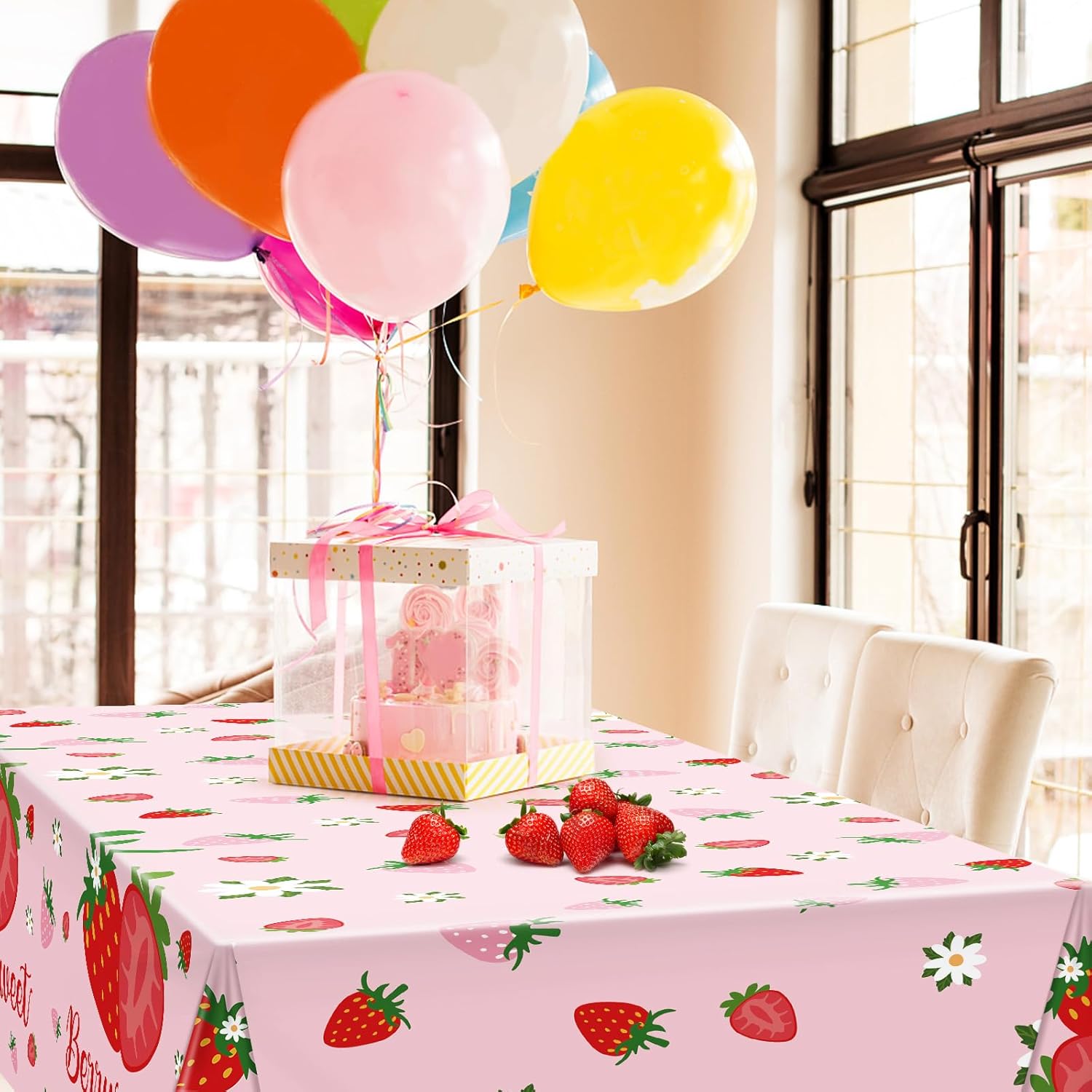 Hxezoc 3 Pack Strawberry Tablecloths for Parties