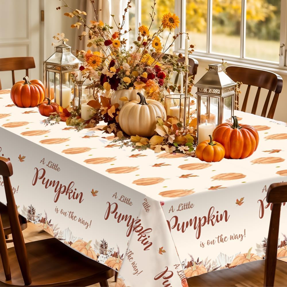MEHOFOND Fall Boho Pumpkin Baby Shower Tablecloth - 3 Pack