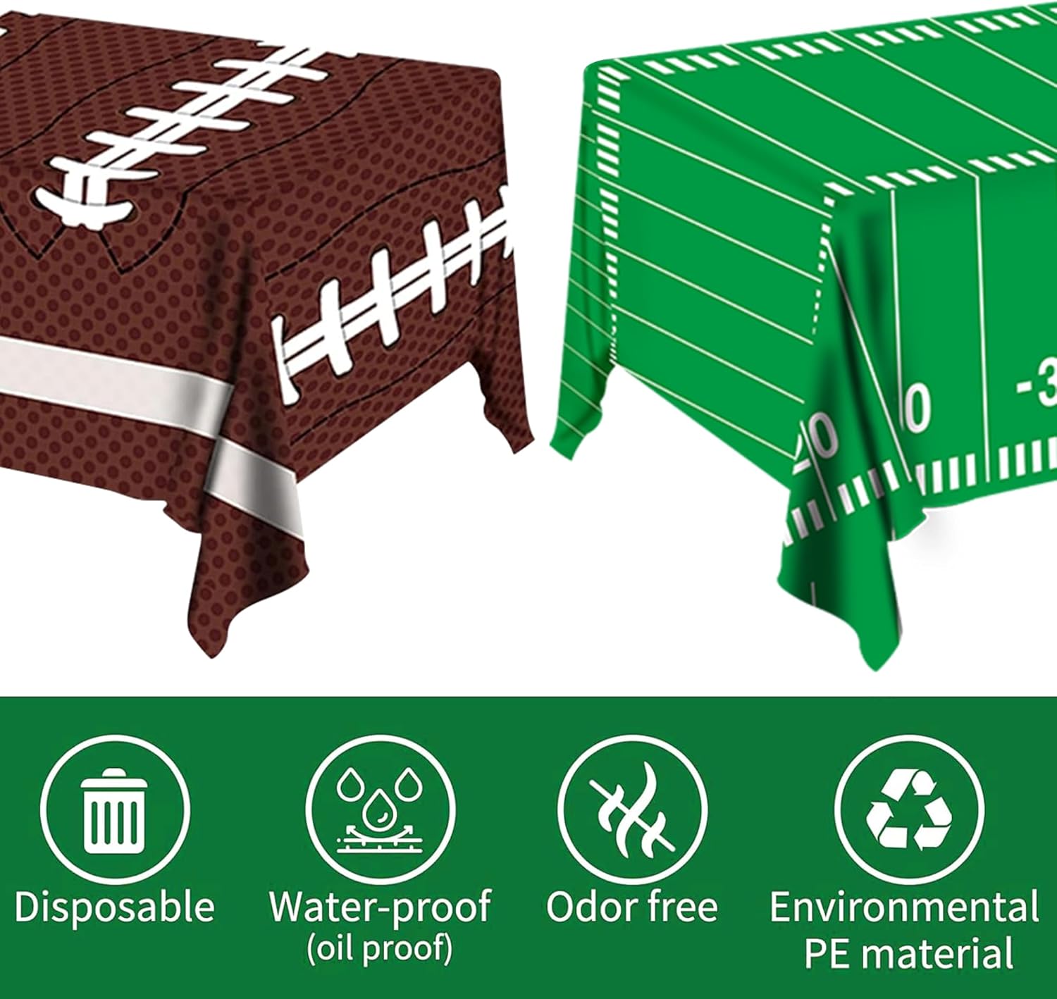 2pcs Football Tablecloth for Game Day Decorations 54x108 Inch