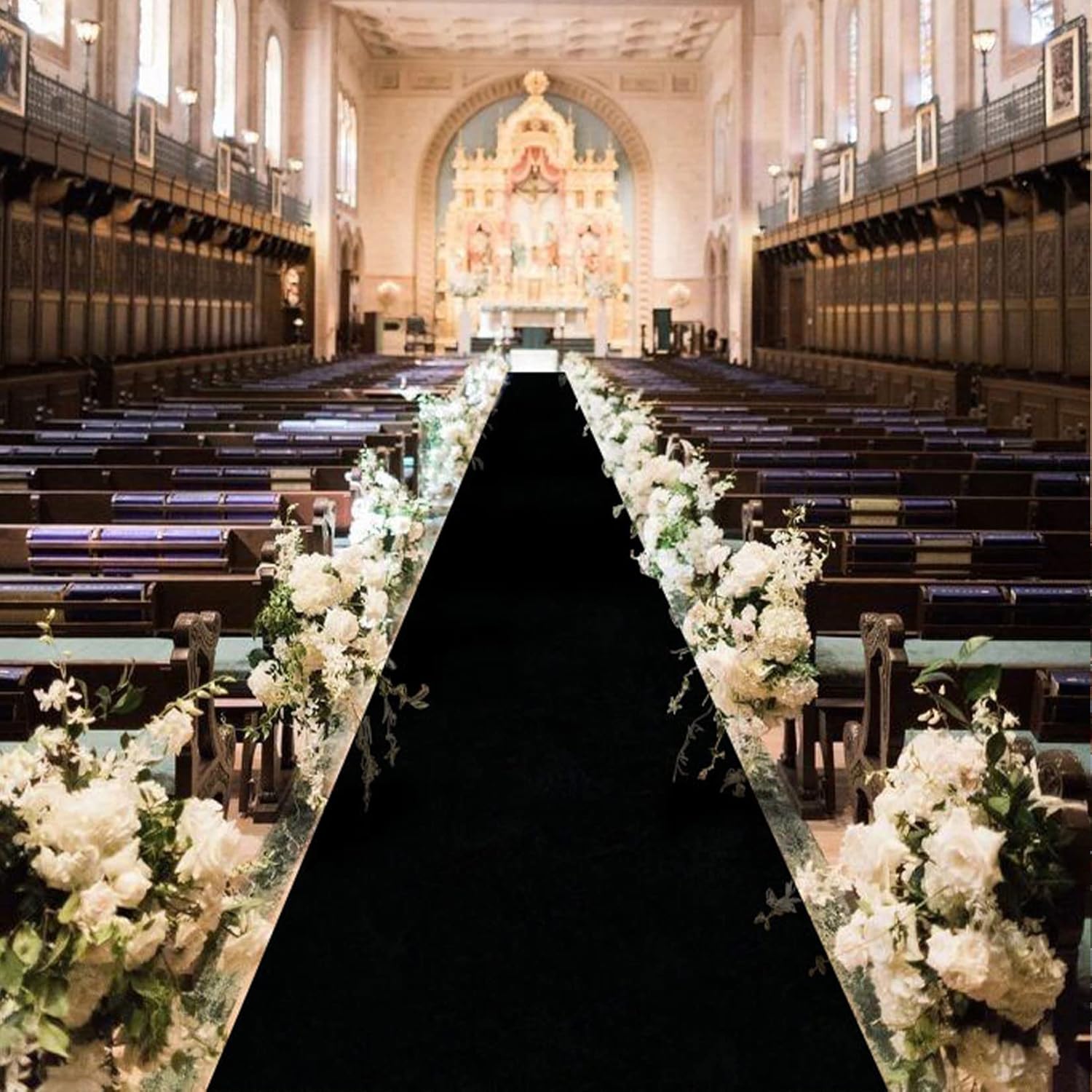 Black Velvet Aisle Runner 4FTx15FT Wedding Carpet for Reception