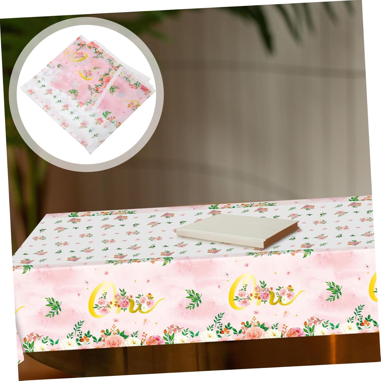 PRETYZOOM 3pcs Reusable Birthday Tablecloths Floral Design for Parties and Picnics