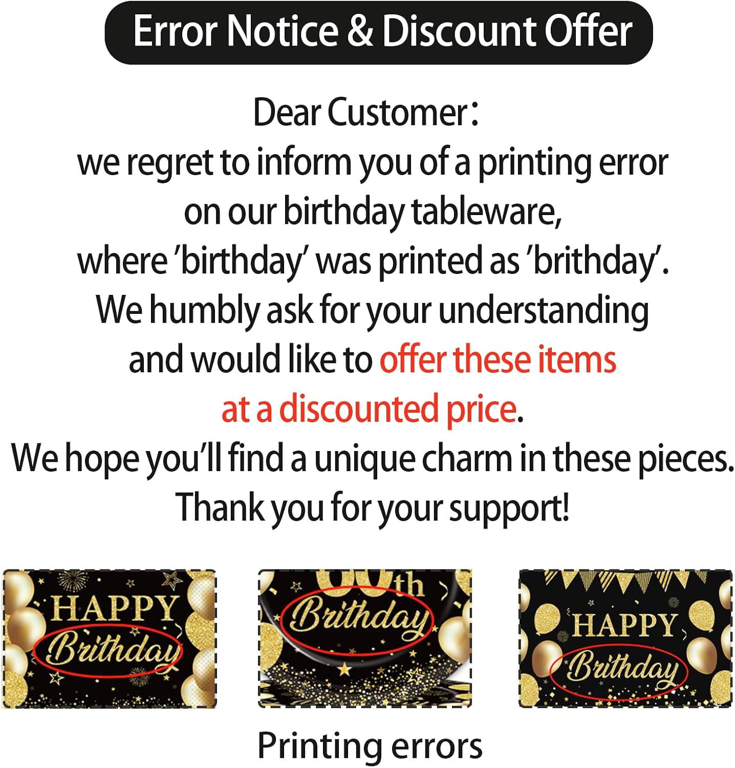 50th Birthday Party Supplies Black Gold Set