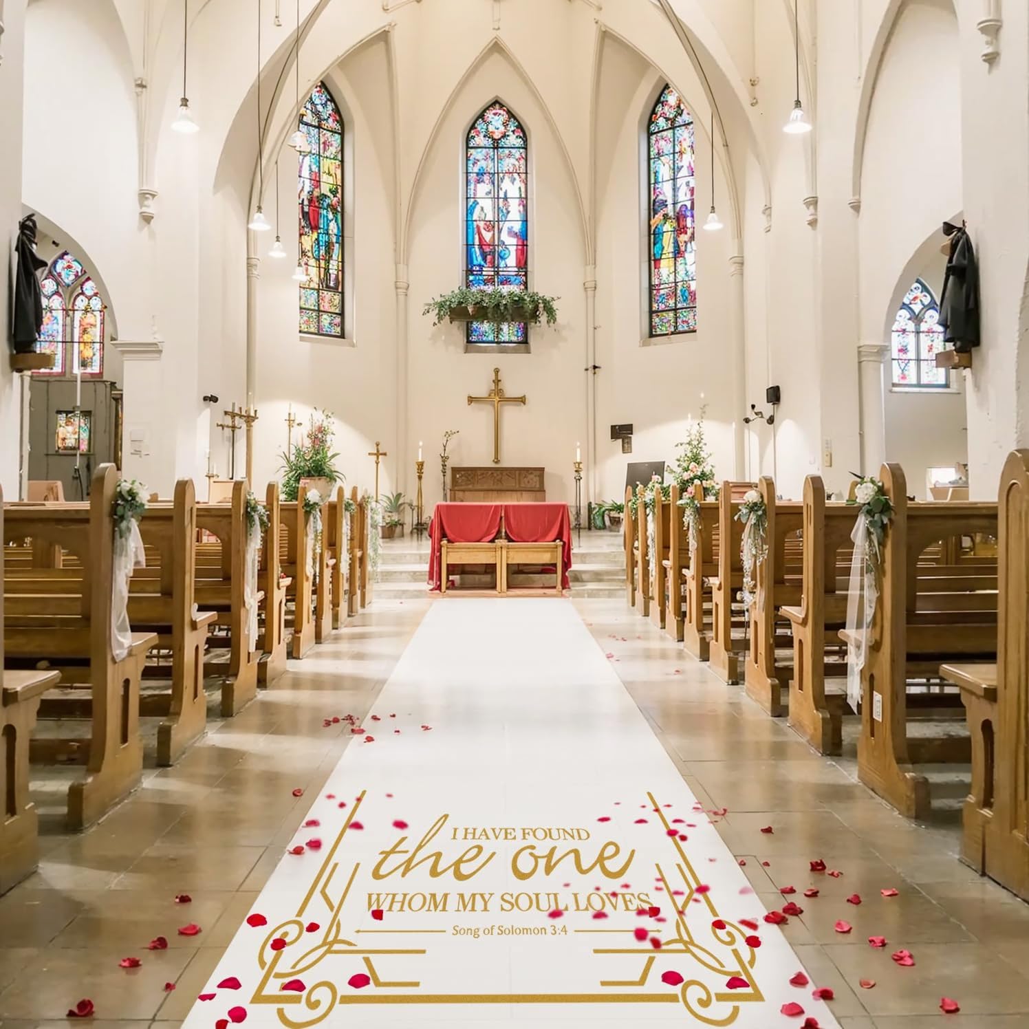 White Wedding Aisle Runner with Pull String 3x50 Feet 1