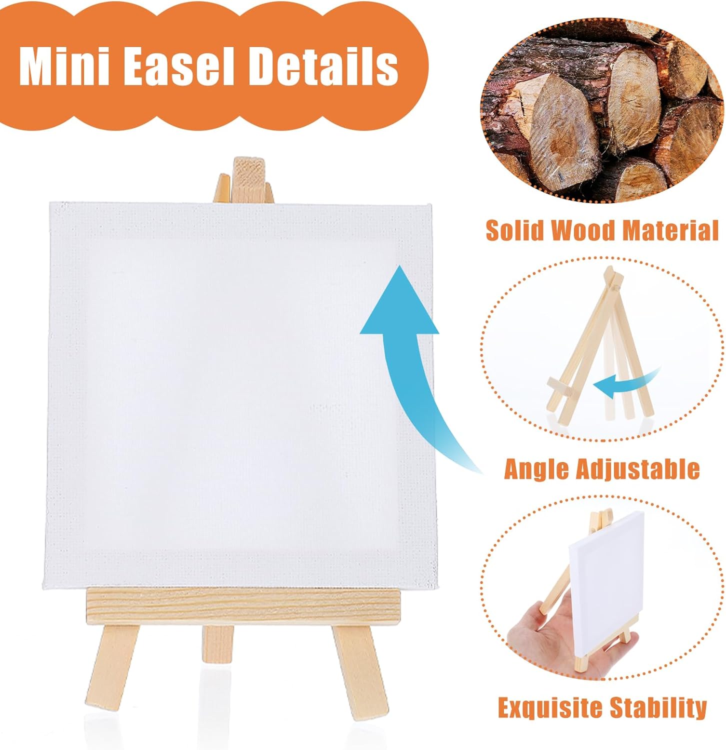30 Pack Mini Canvases with Easel Sets for Art