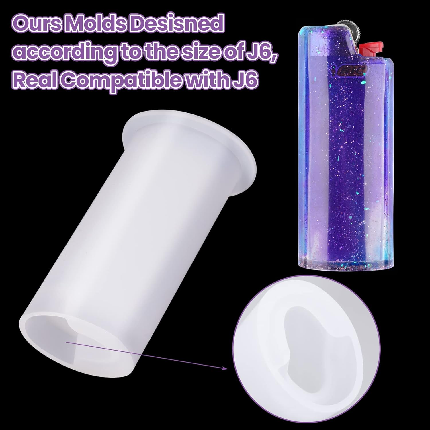 NiArt 2PCS Lighter Case Resin Mold Glitter Pack