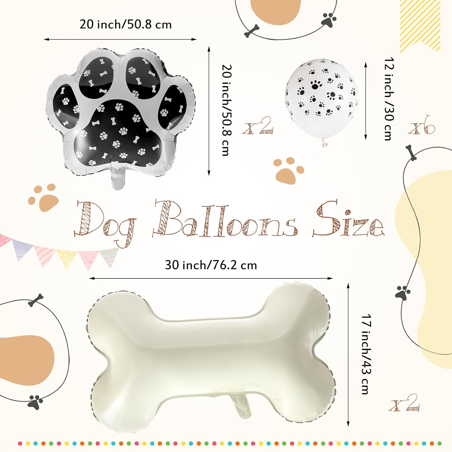 15 Pcs Cute Dog Themed Balloons Party Decorations