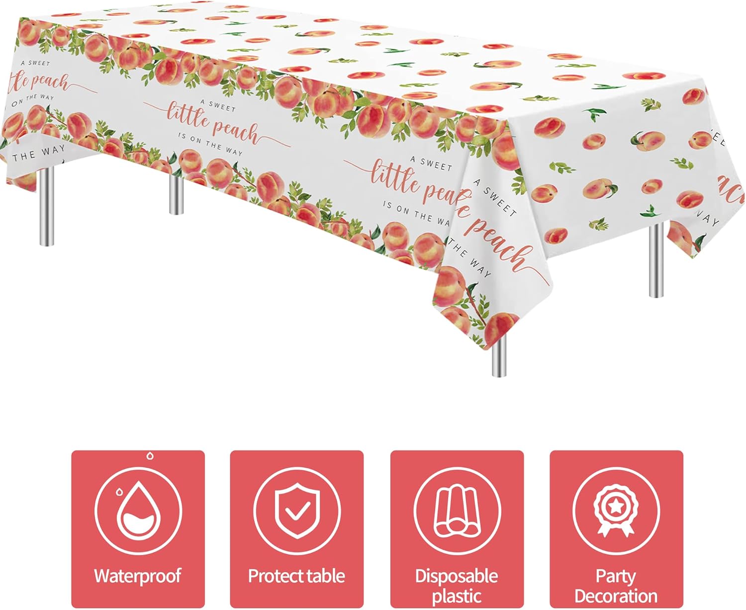 Peach Themed Baby Shower Tablecloth Set 3 Pack