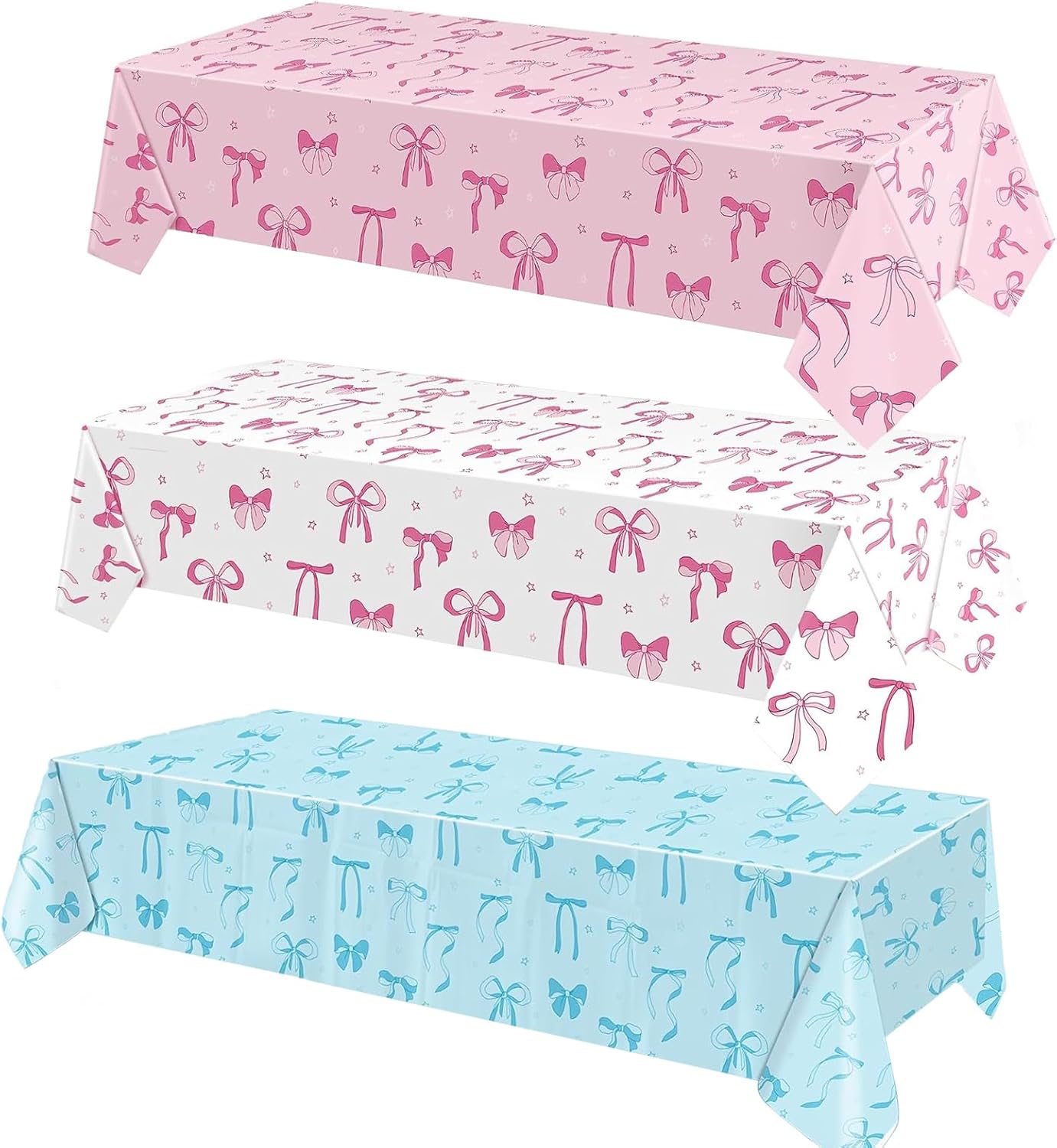 3PCS Bow Themed Tablecloths for Spring Summer Parties
