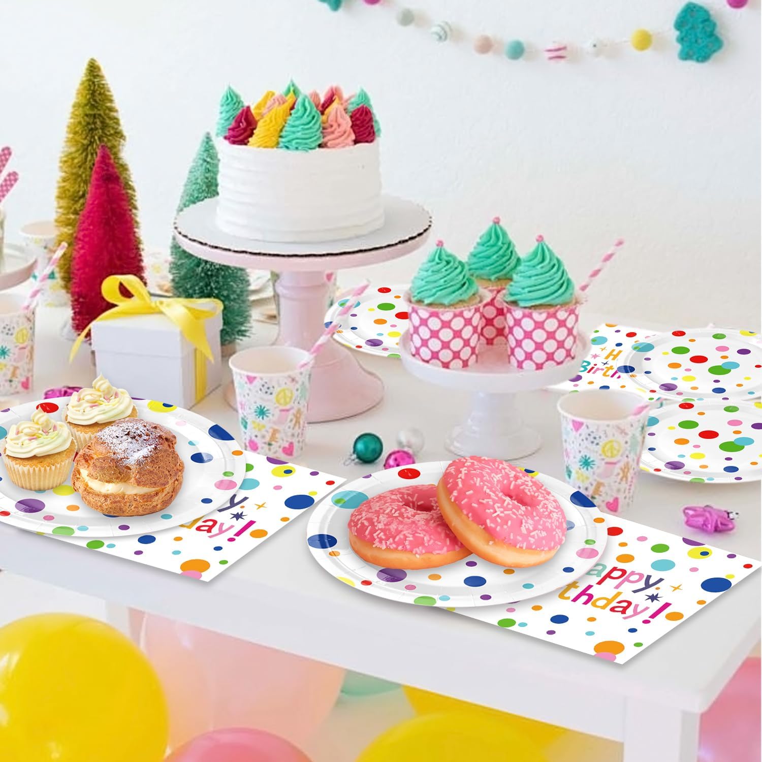 40Pcs Happy Birthday Plates Napkins Set for Parties