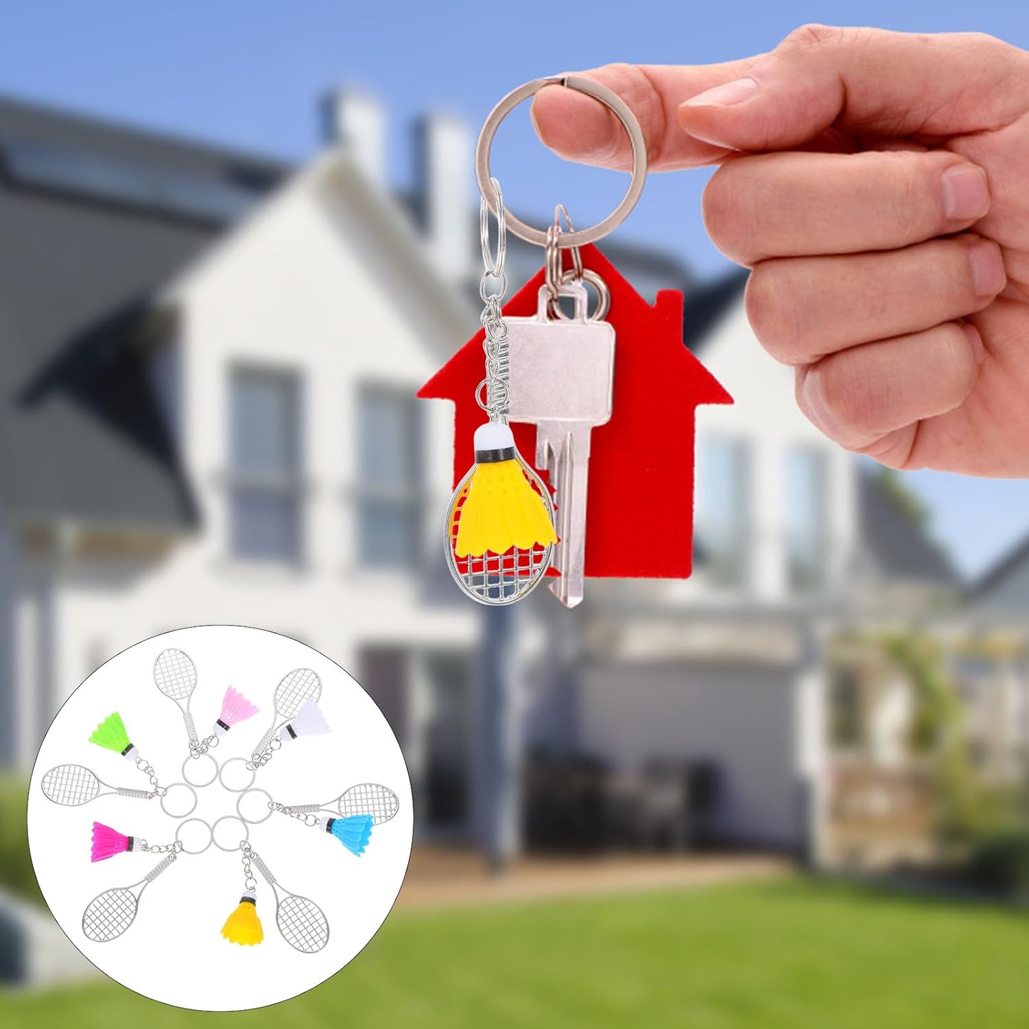 LOGOFUN 24pcs Mini Badminton Keychain Set