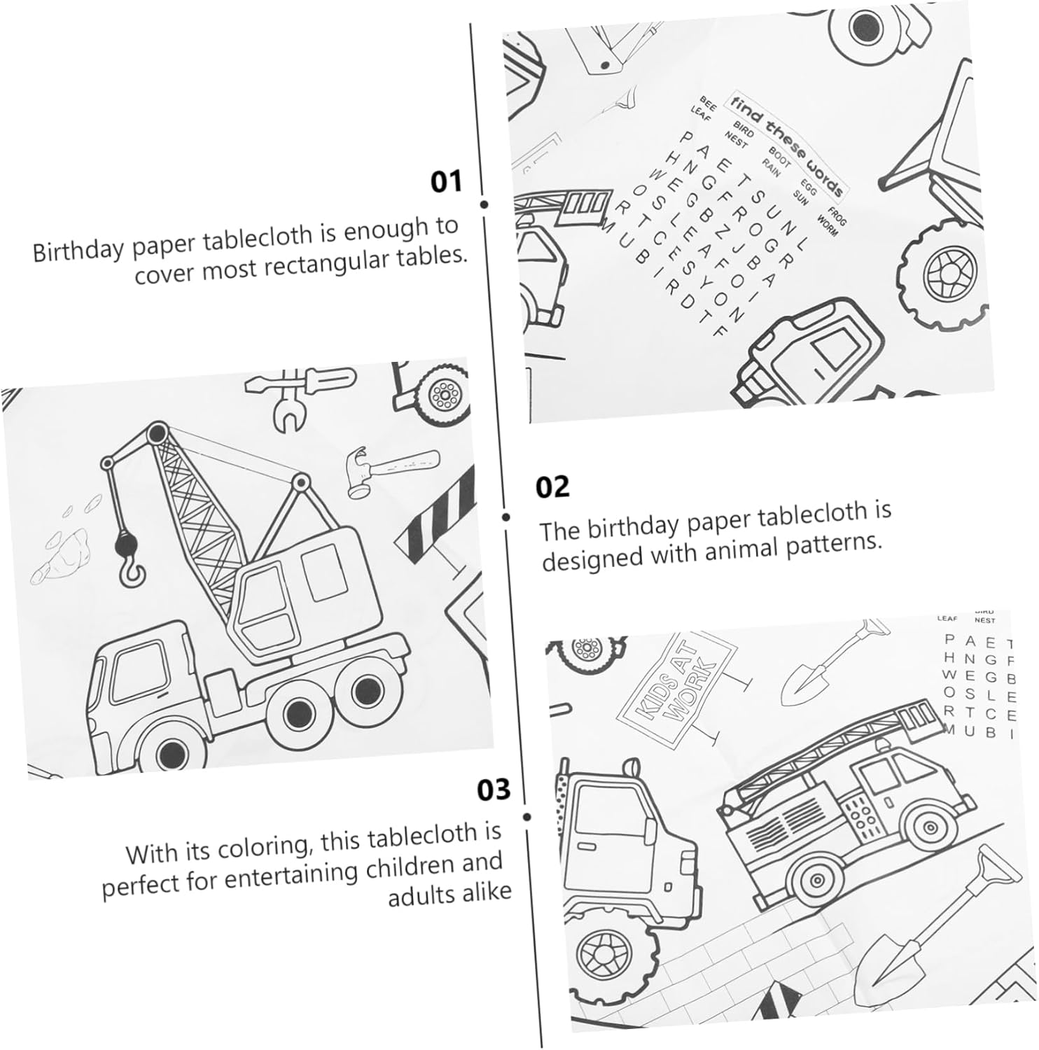 Uonlytech Birthday Coloring Tablecloth for Kids Parties