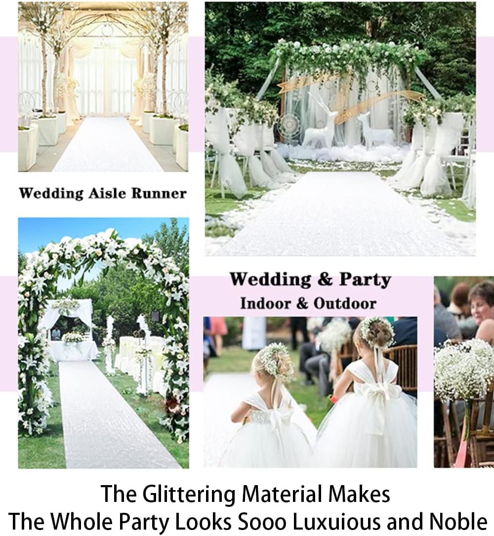 Glitter Aisle Runner for Weddings 2ft x 15ft Sequin Carpet