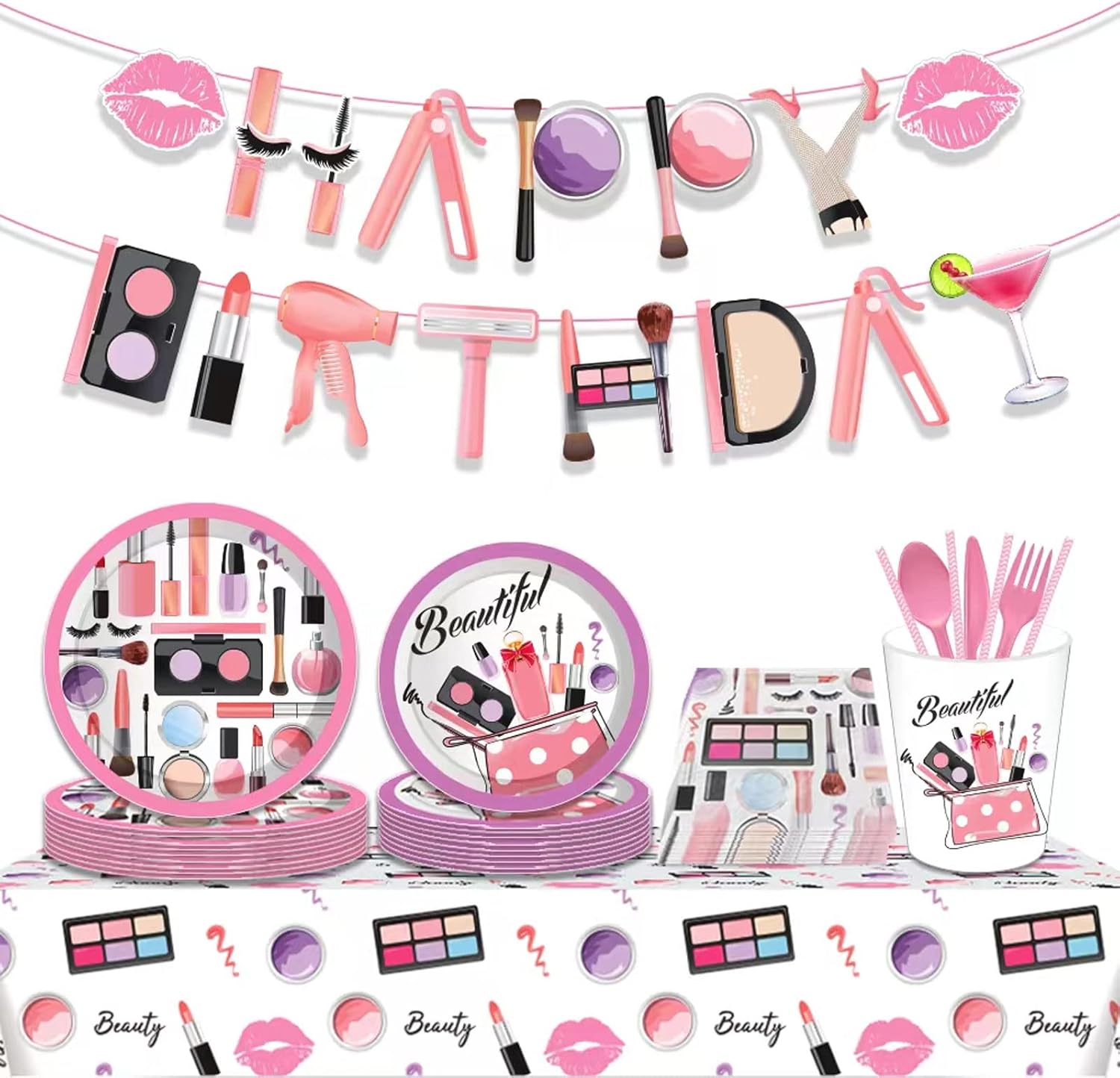 NETFEN 3 Pack 51x87 Inch Makeup Party Tablecovers