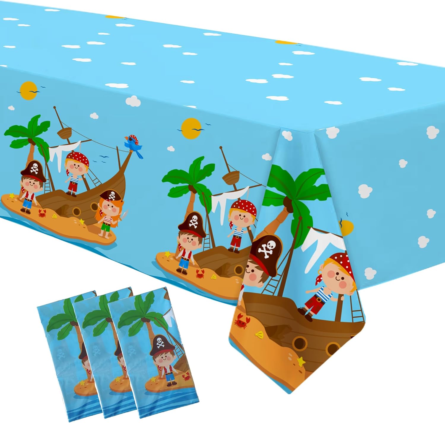 Pirate Party Tablecloth Set for Kids 3 Pack