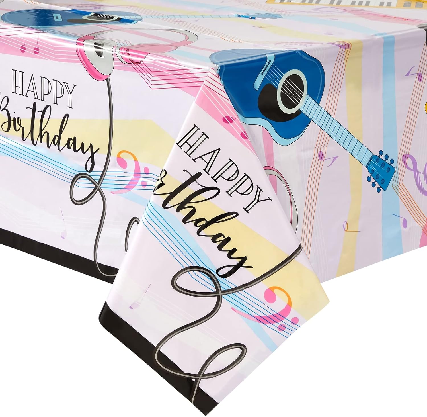BLUE PANDA 3 Pack Music Notes Tablecloth for Birthday Party