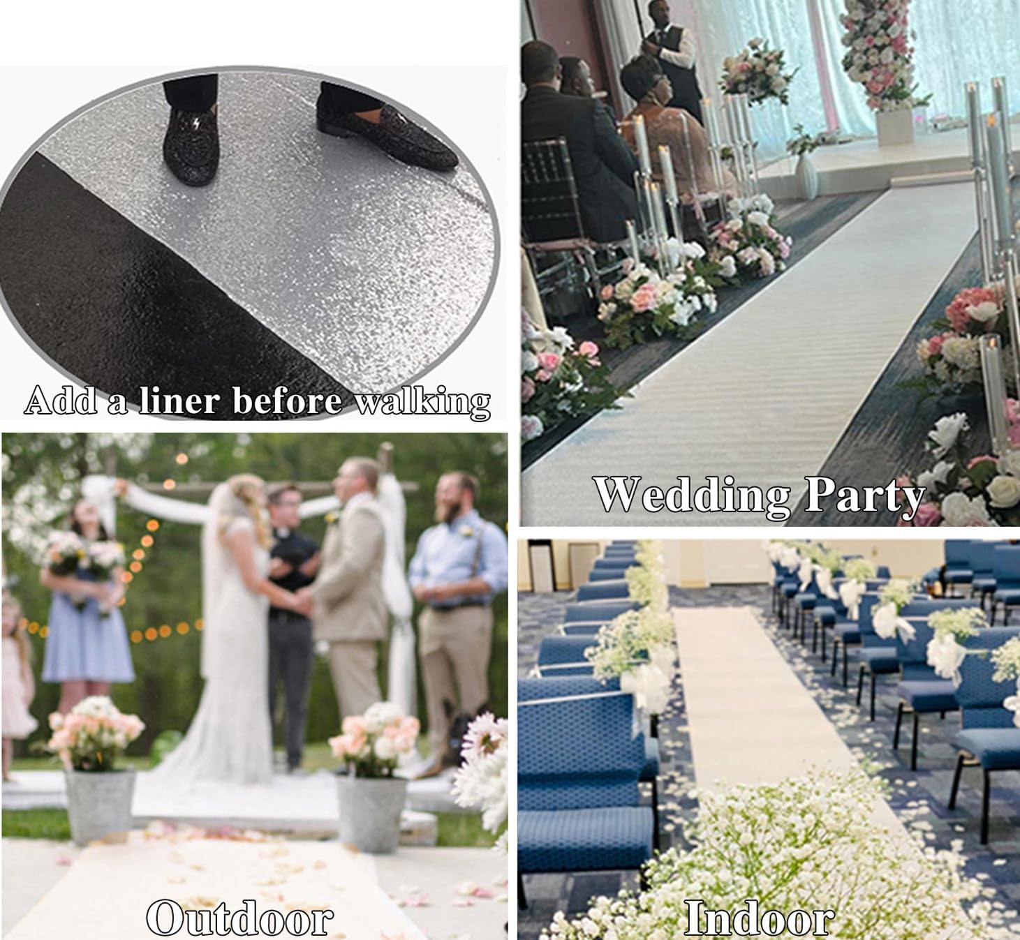 DuoBao Ivory Sequin Aisle Runner 15FTx2FT Wedding Decor