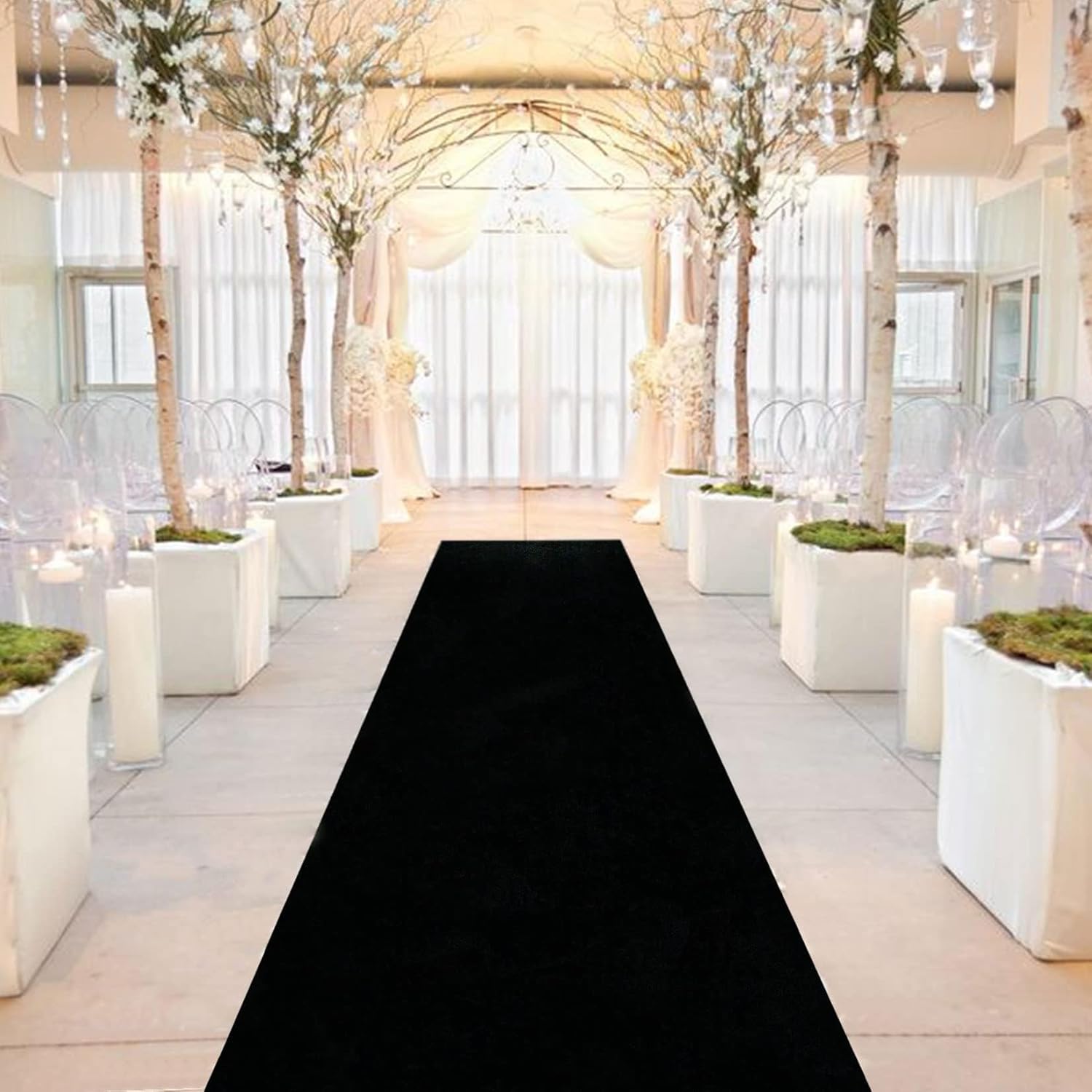 Black Velvet Aisle Runner for Wedding 24In x 15FT