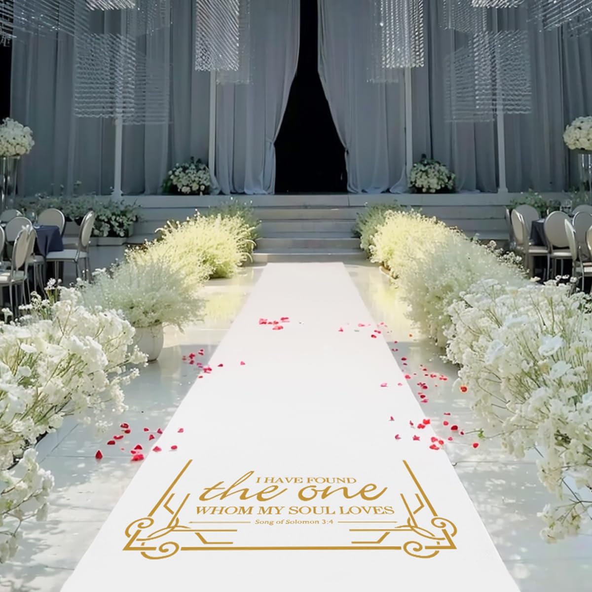 White Wedding Aisle Runner with Pull String 4x50ft