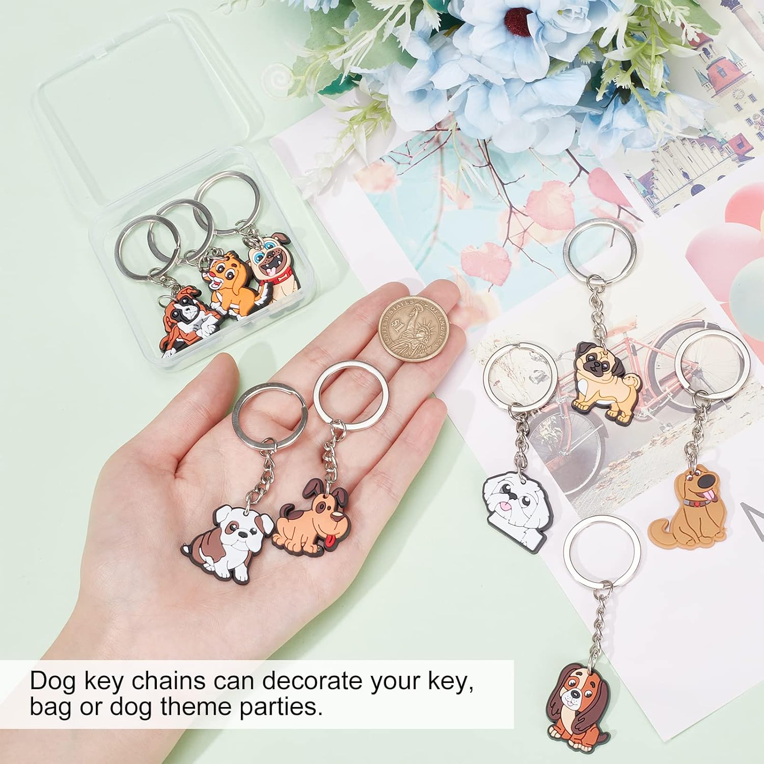 CRASPIRE 8 Style 40Pcs Farm Animal Keychains