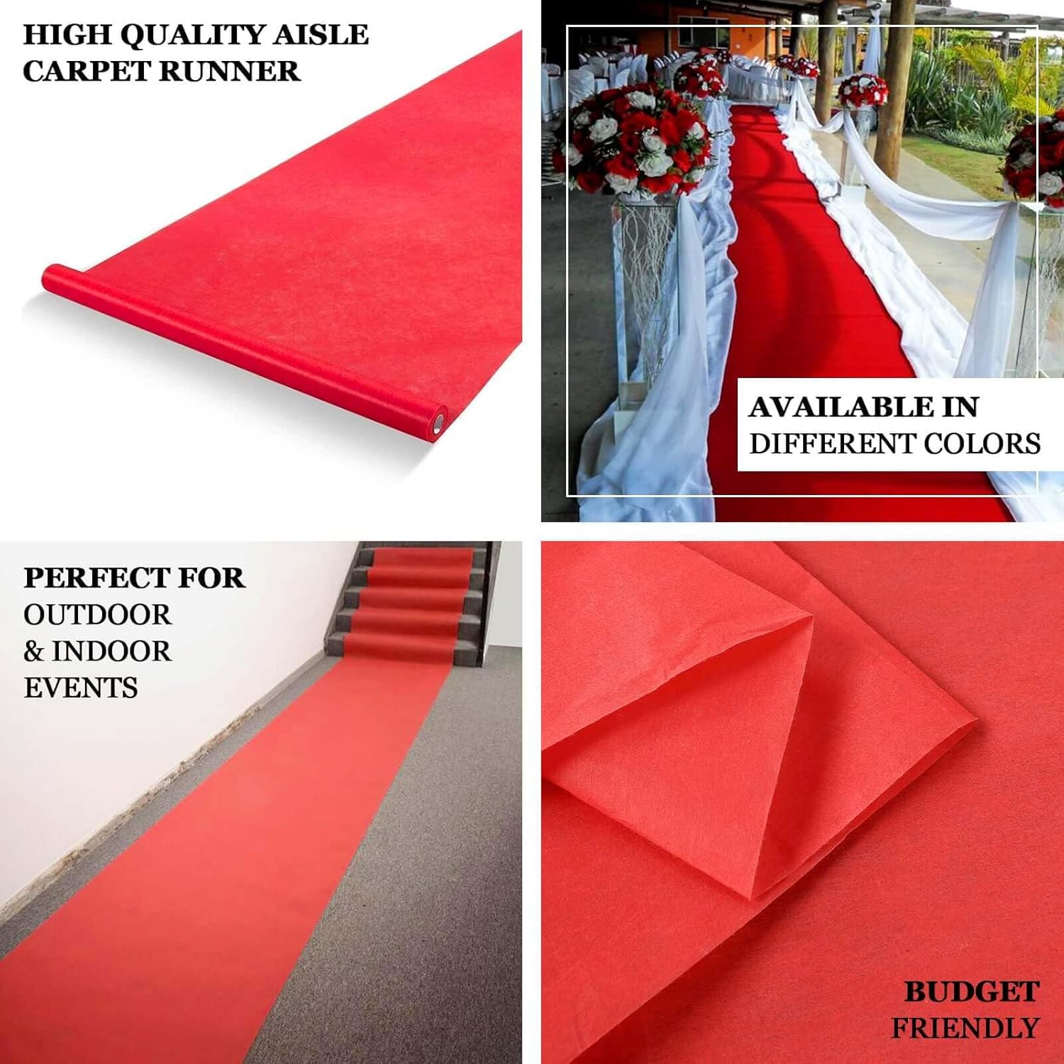 Efavormart 3FT x 100FT Red Rayon Aisle Runner