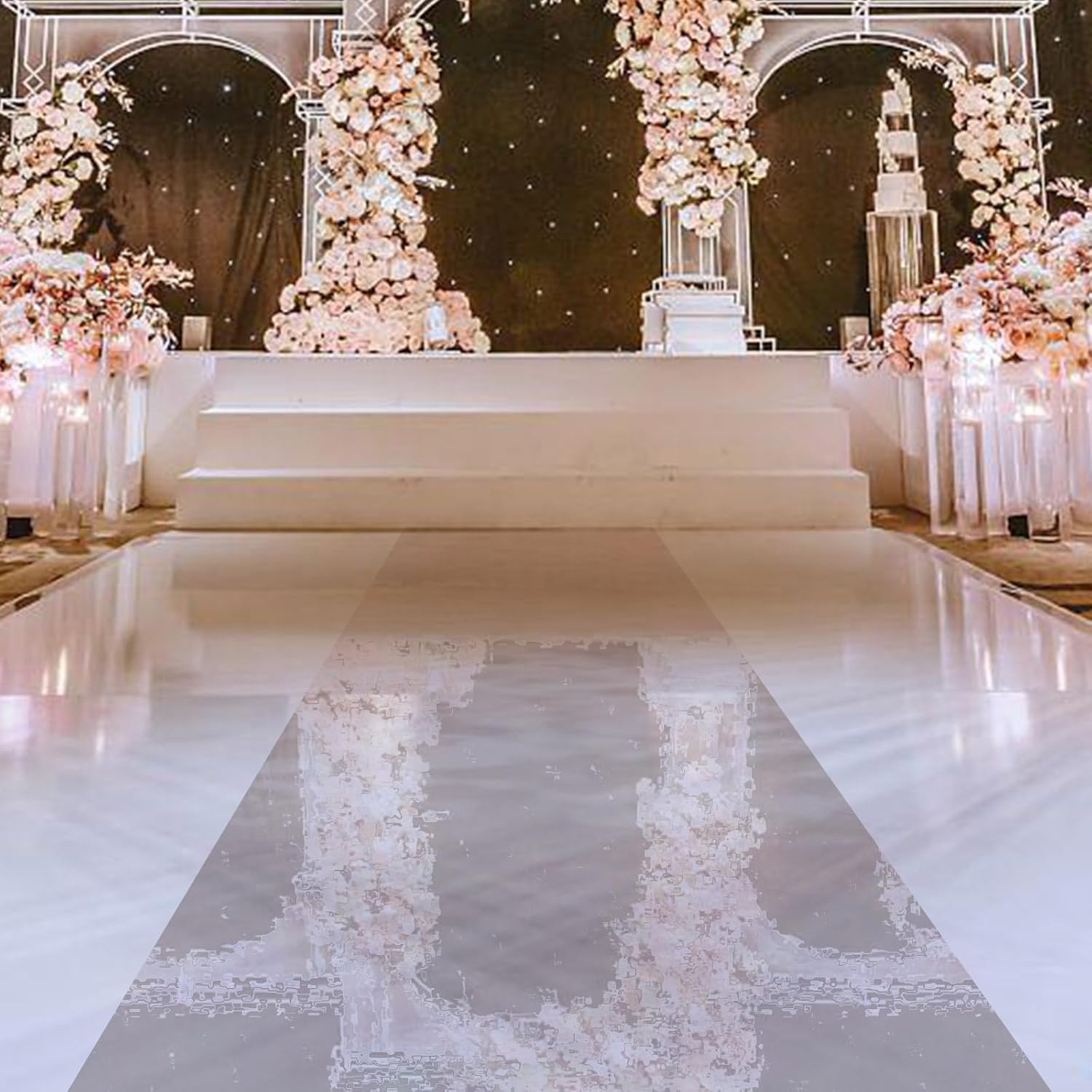 3 x 65ft Silver Reflective Aisle Runner for Wedding Ceremony