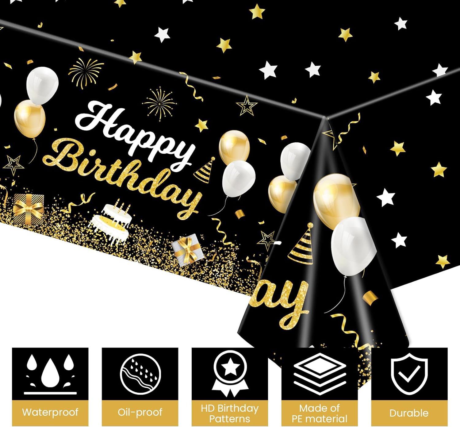 Happy Birthday Plastic Tablecloths 54x108 Inch