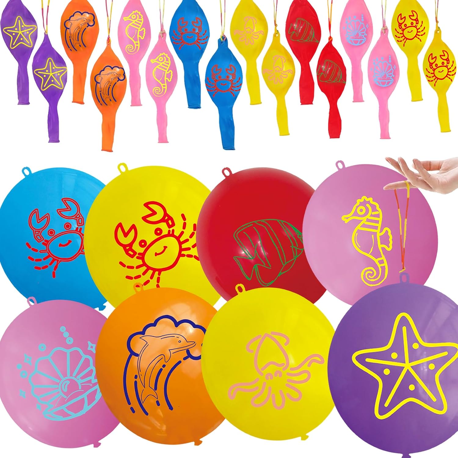 24 Pcs Sea Animals Punch Balloons Ocean Party Decorations