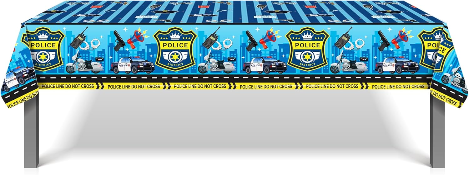 2 Pack Police Cartoon Plastic Tablecloths 86x51 Inches
