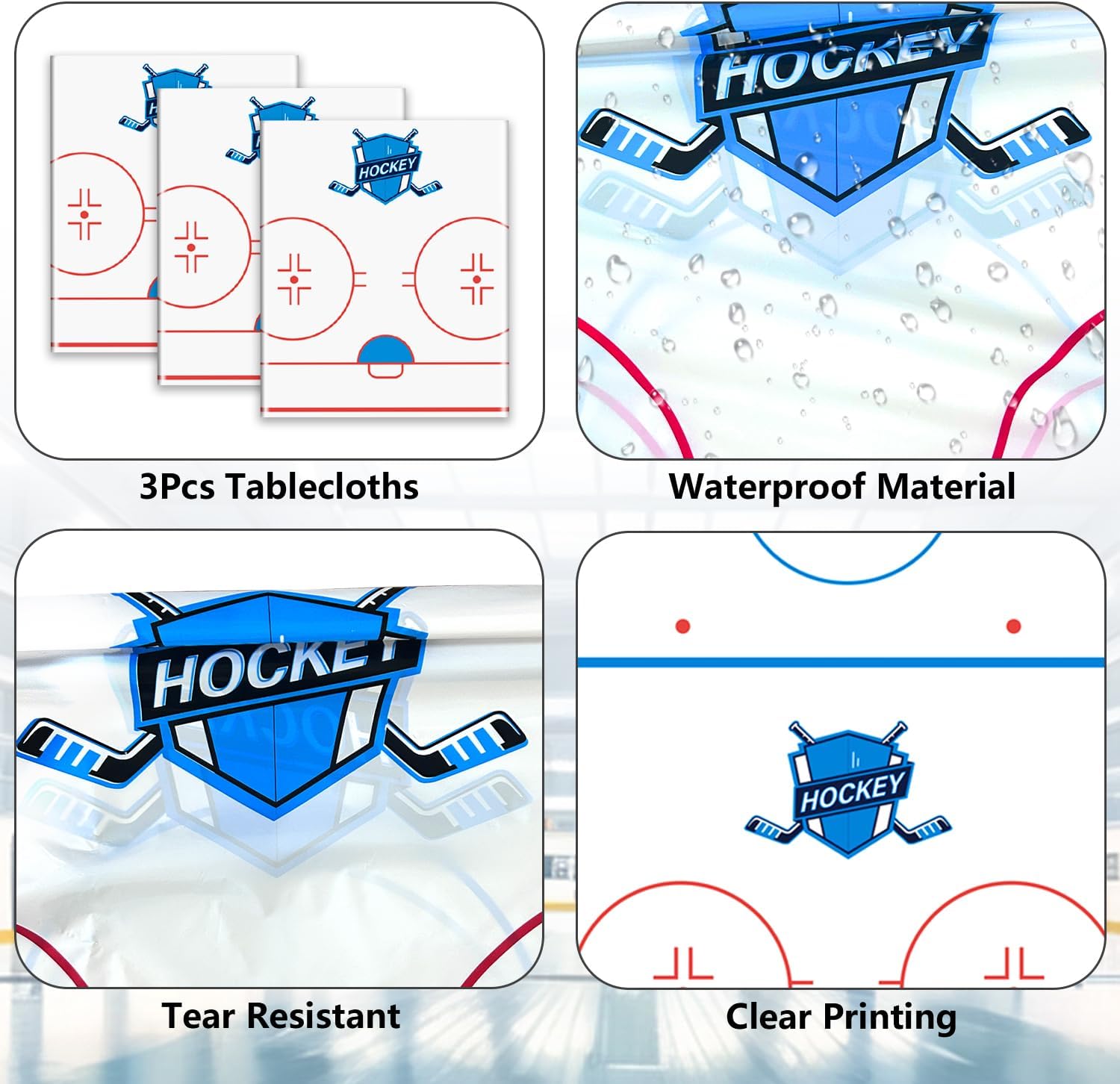 Ice Hockey Table Cover Set 3 Pack 86x51 Inches