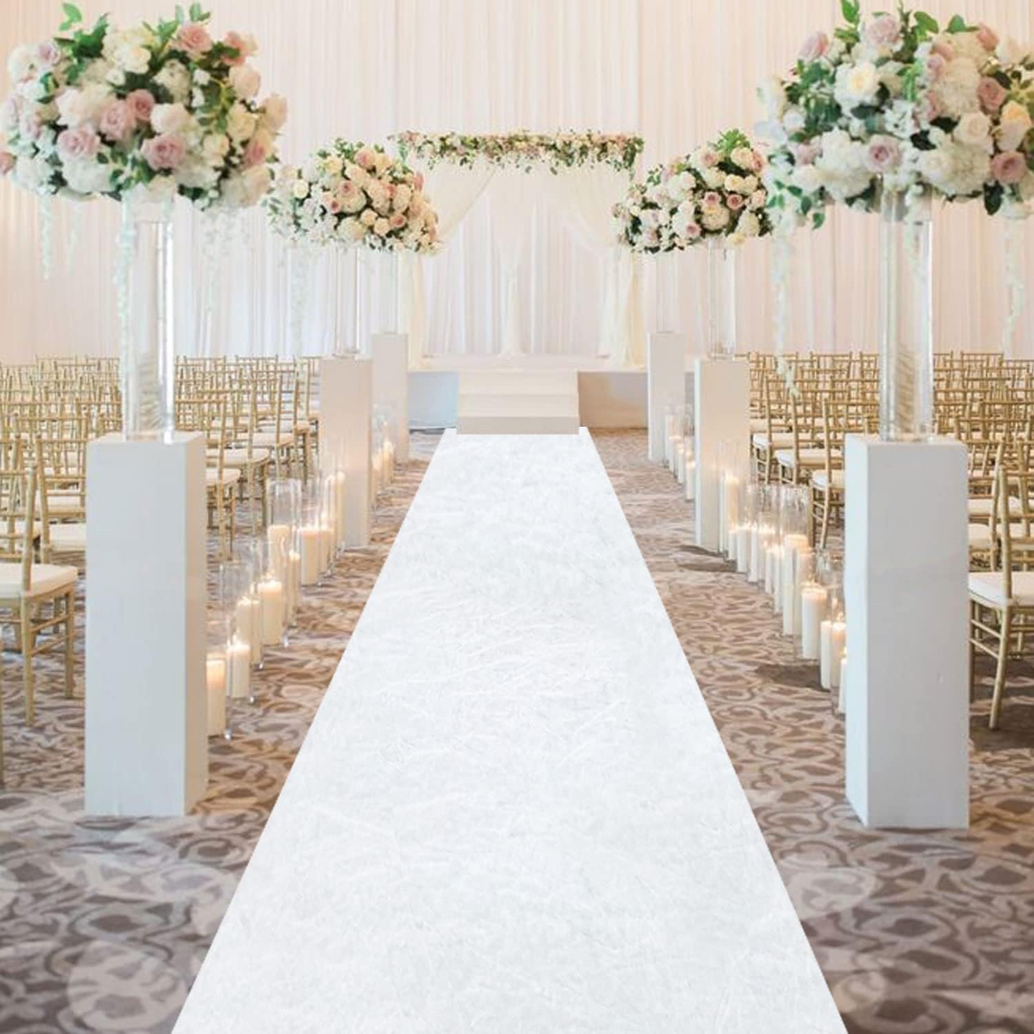 FOTSHARER White Wedding Aisle Runner Rug 4FTx15FT