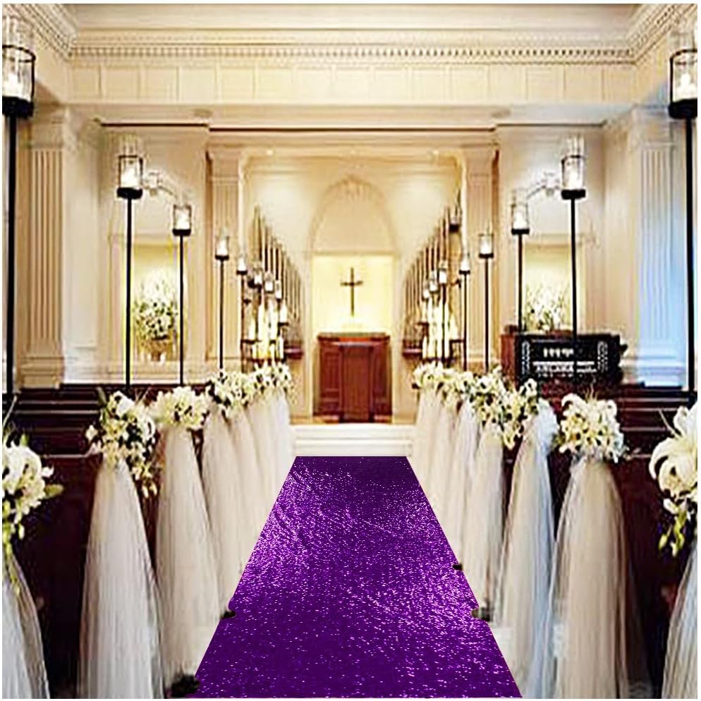 Partisout Royal Purple Sequin Aisle Runner 2ft x 15ft