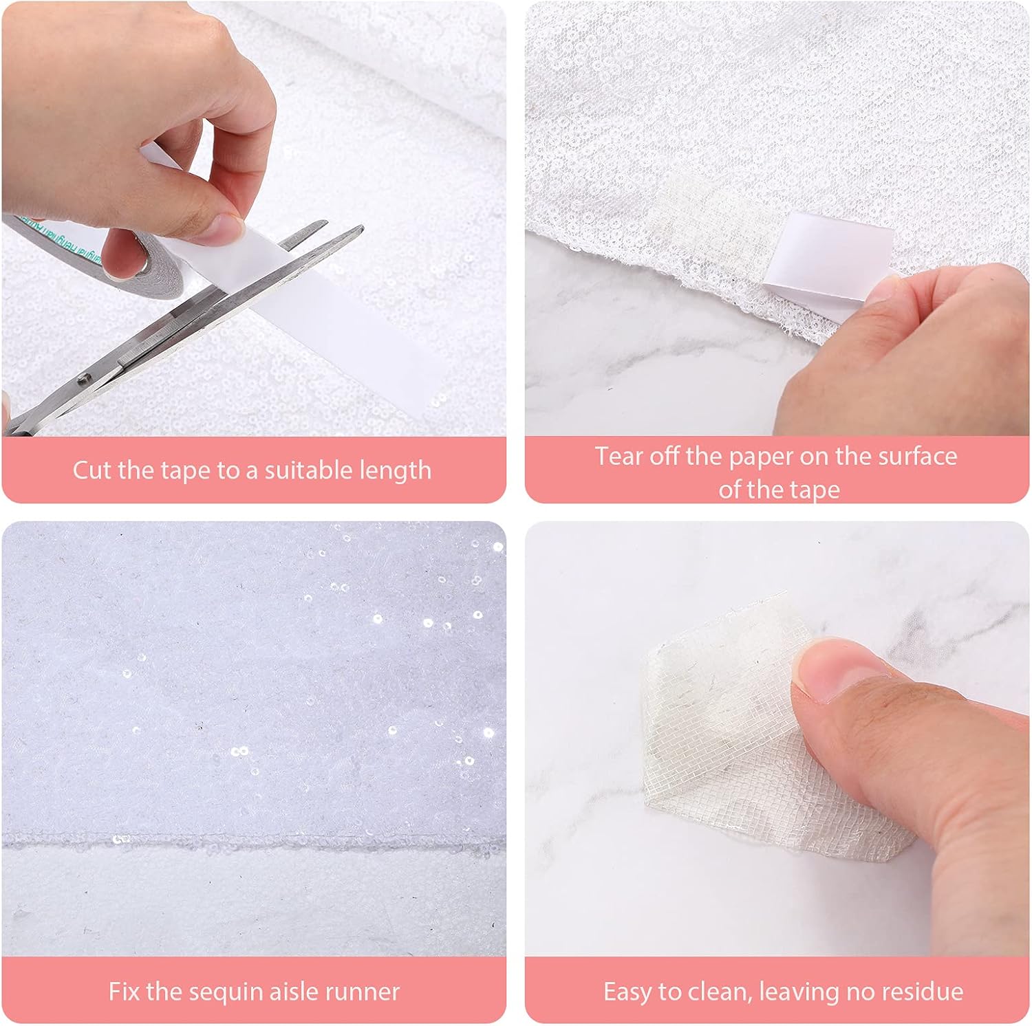 Irenare Glitter Sequin Aisle Runner 4x15 Feet White