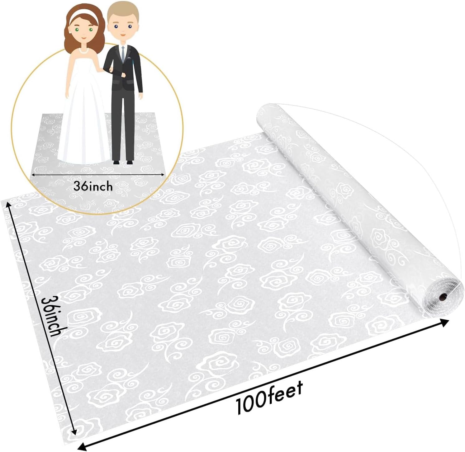 FrenzyBird White Aisle Runner 3x100 Feet Wedding Decor