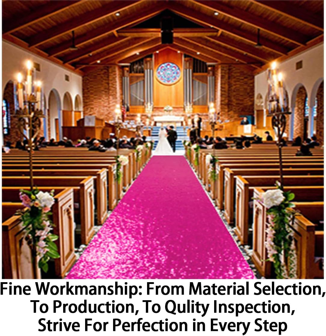 ShinyBeauty Fuchsia Sequin Aisle Runner 4FTx15FT