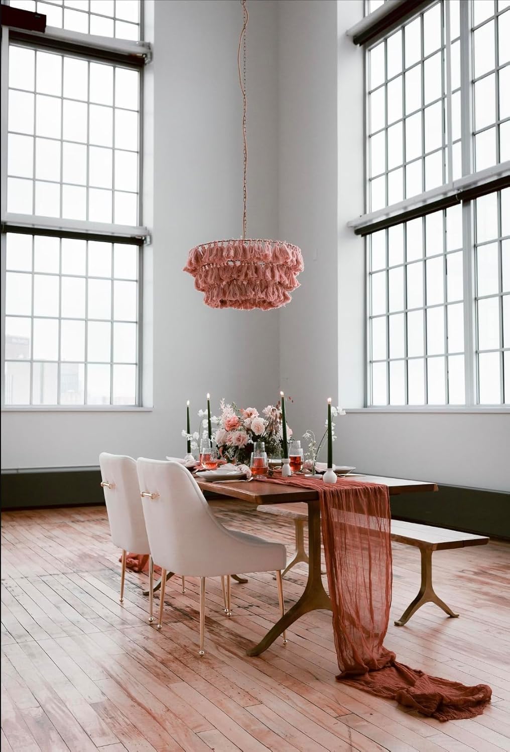 ByFern Studio 60ft Terracotta Orange Rust Cheesecloth Table Runners