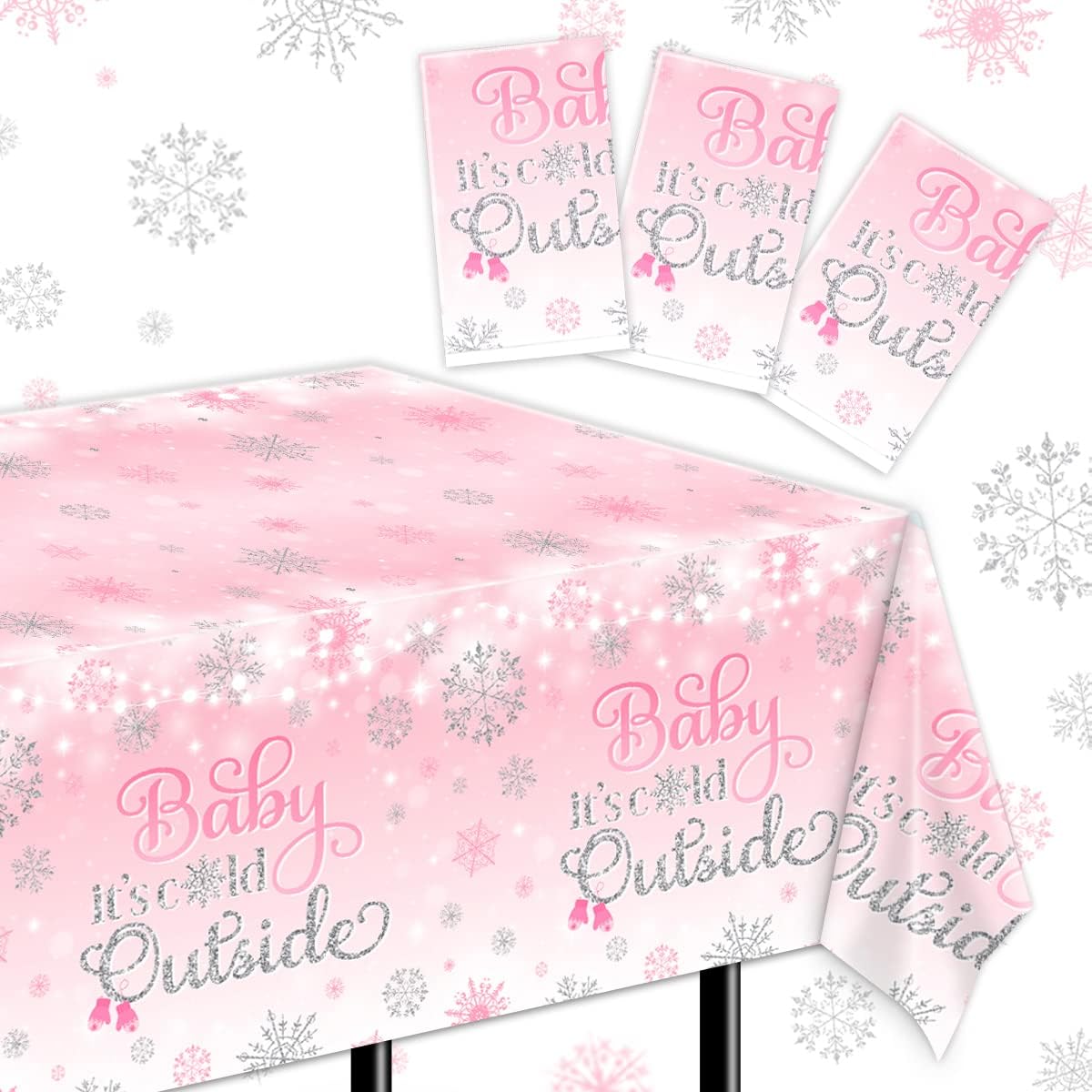 CMUSKO Baby Its Cold Outside Tablecloths 3Pcs Winter Wonderland Decorations