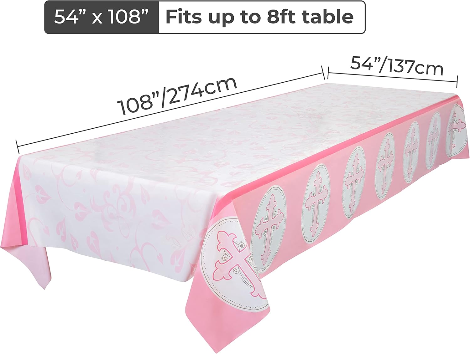 Pink Baptism Tablecloth Set of 2 for Girls