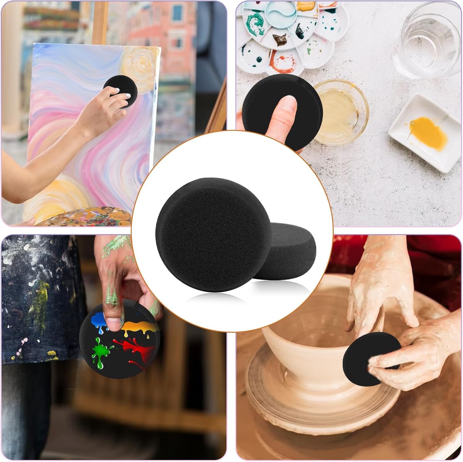 6 Pcs Round Painting Sponges for Art Crafts and Face Painting