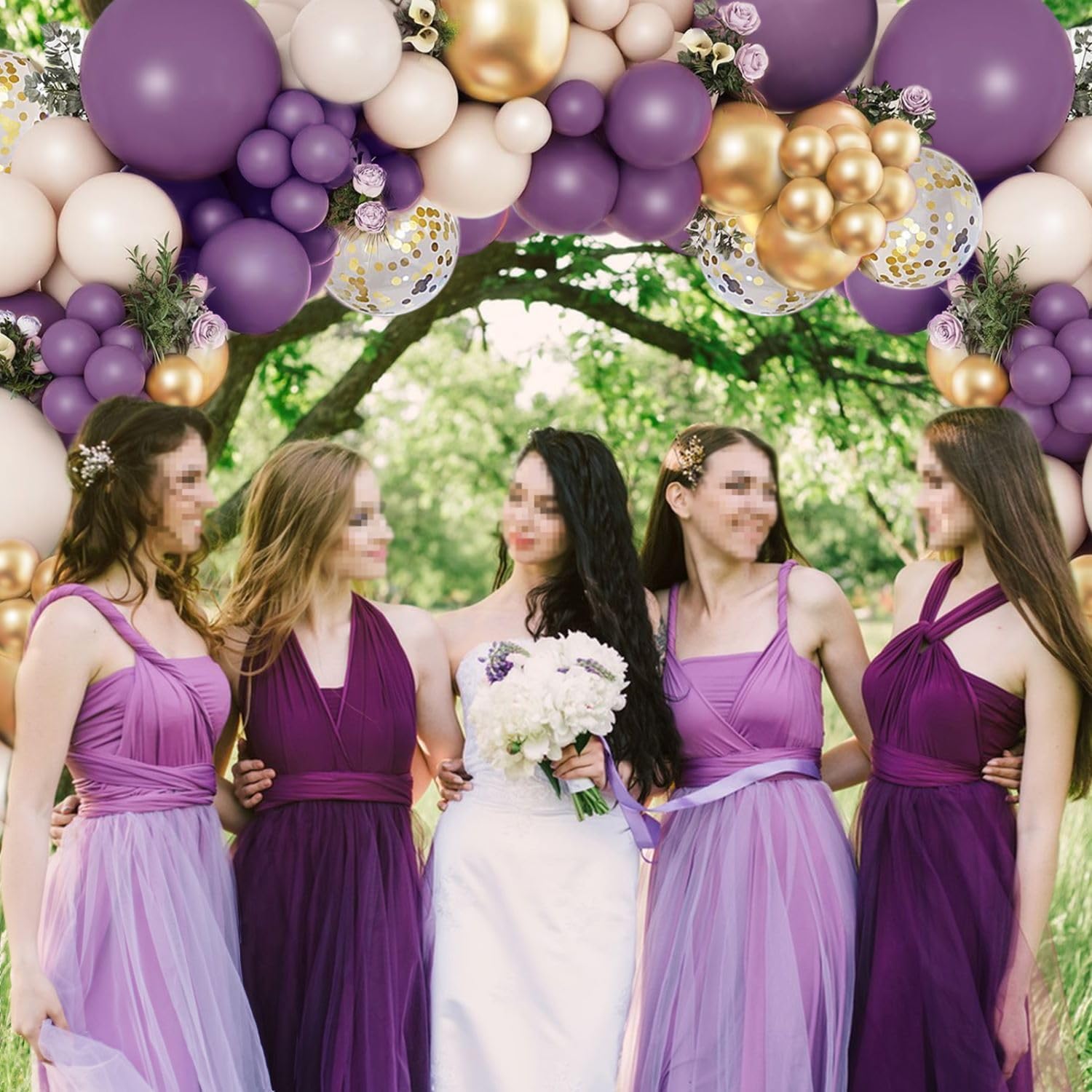 127pcs Purple Gold White Balloon Arch Kit for Decorations