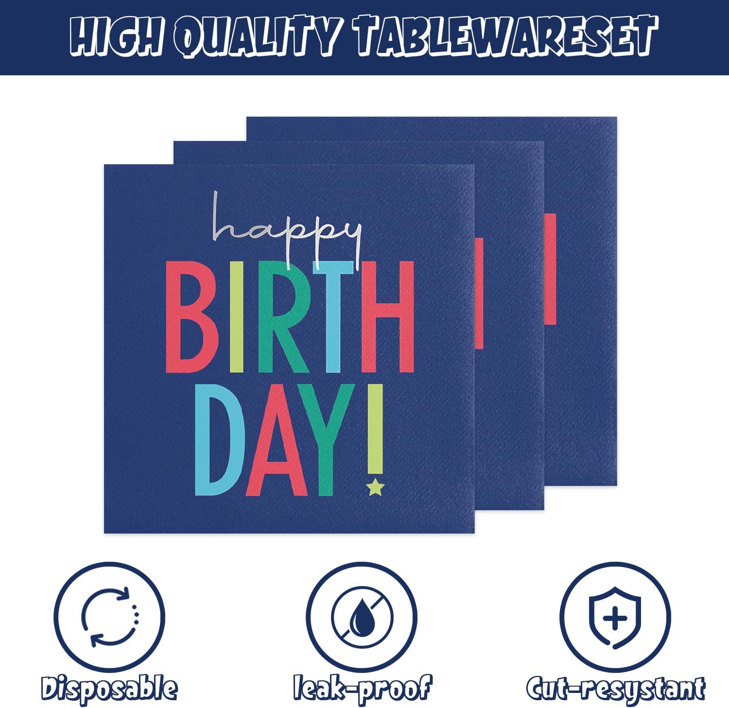 141Pcs Dark Blue Party Supplies for 20 Guests