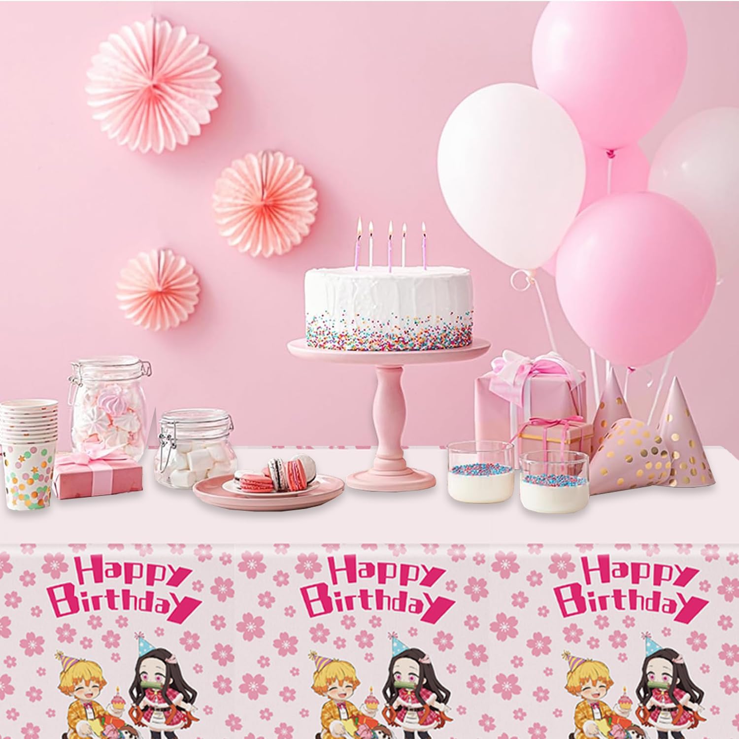 2Pcs Demon Tablecloth Disposable Tablecover for Birthday Party Decorations