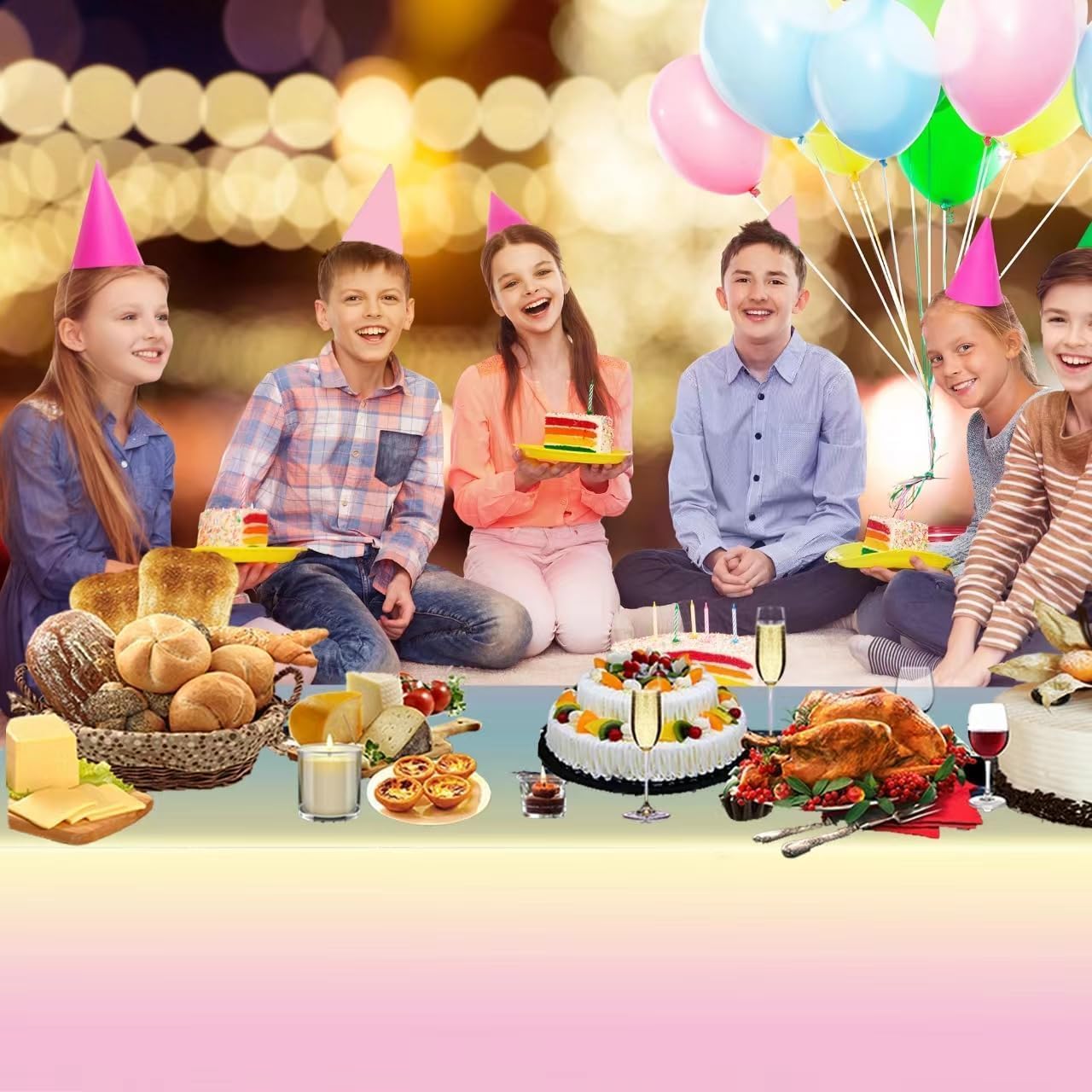 6 Pack Pastel Rainbow Disposable Table Covers for Parties