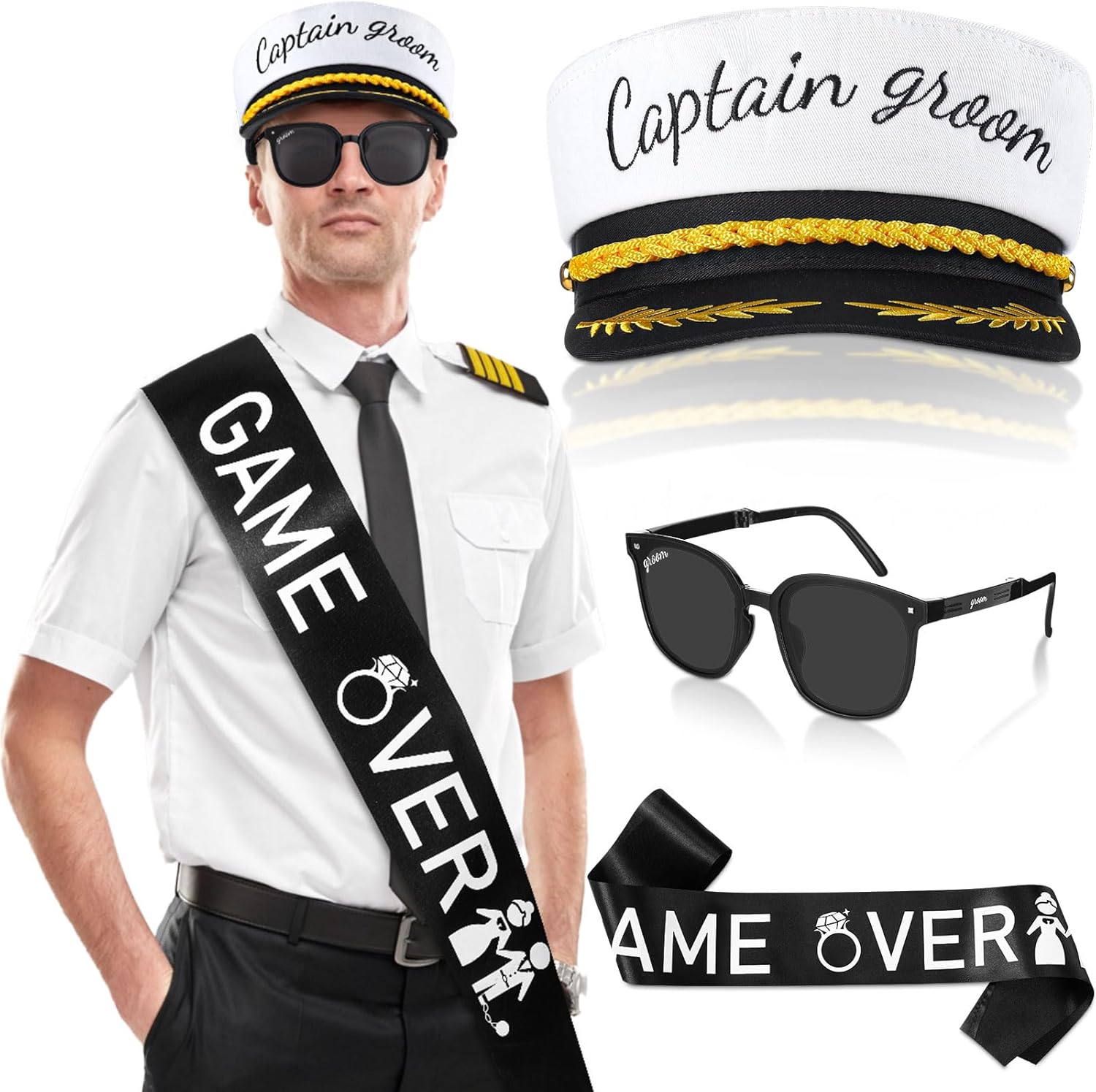 JaGely 3 Pcs Bachelor Party Accessories for Groom Set 1